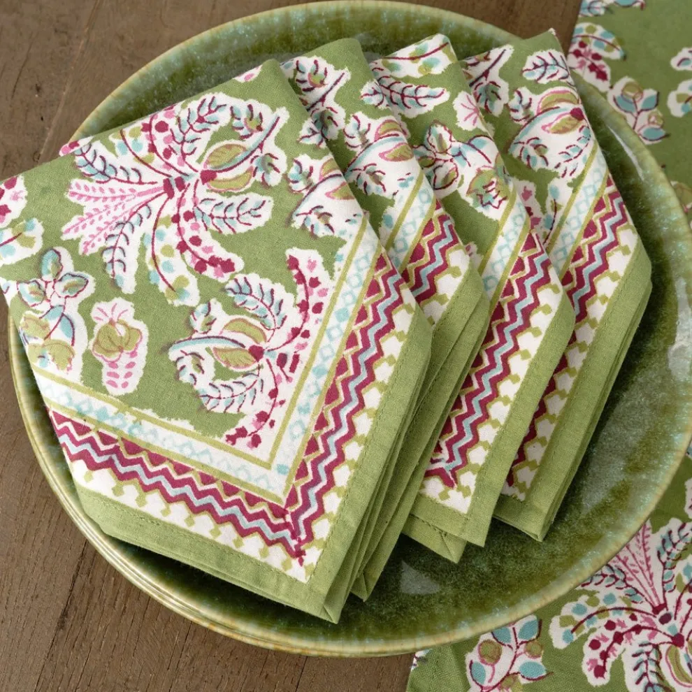 Grecian Palm Fern & Magenta Napkin | Set of 4