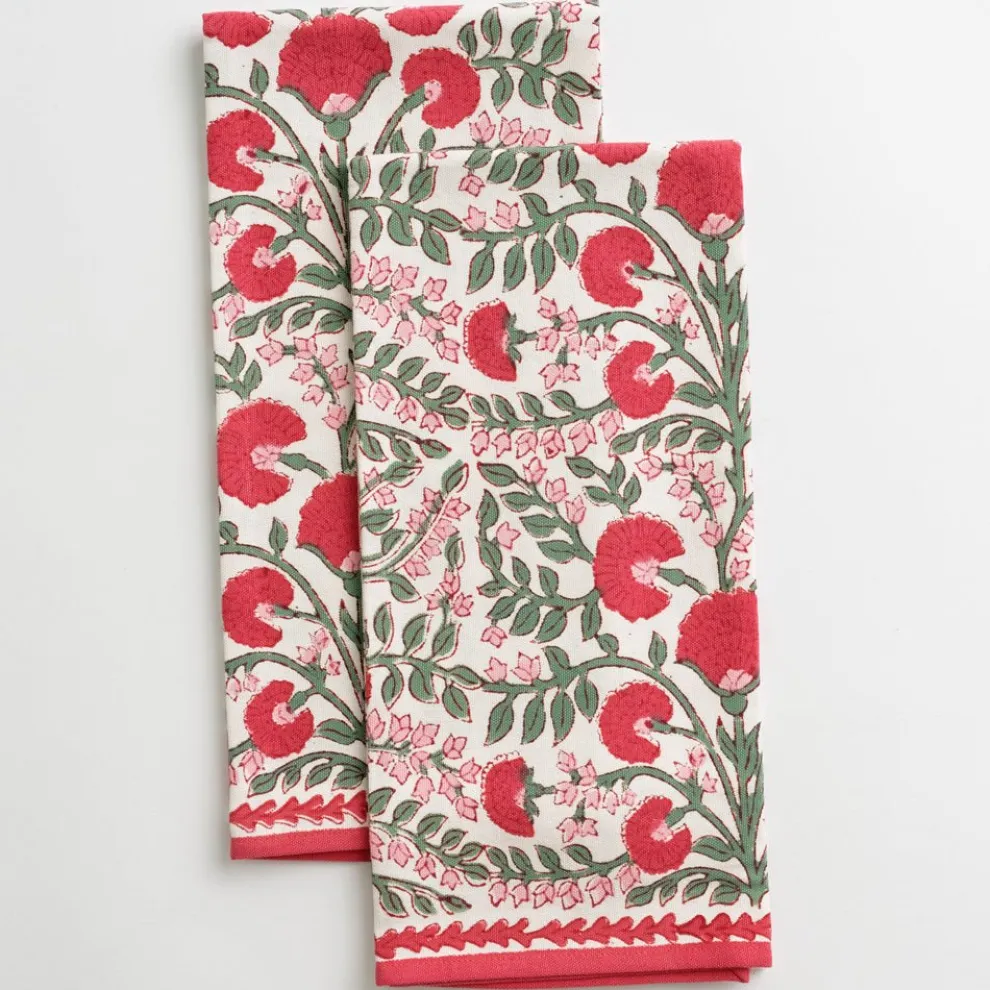 Cactus Flower Scarlet & Rose Tea Towels