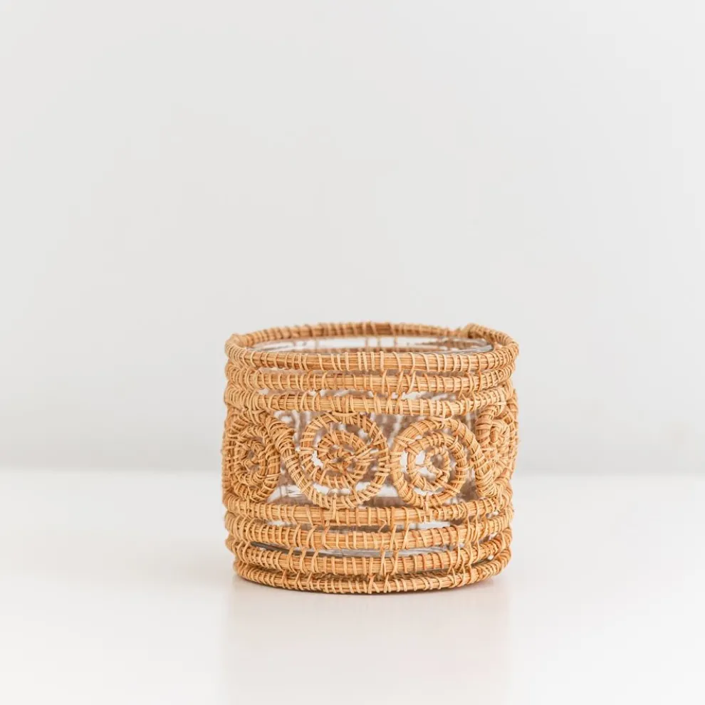 Woven Natural Candle Holder / Vase Small