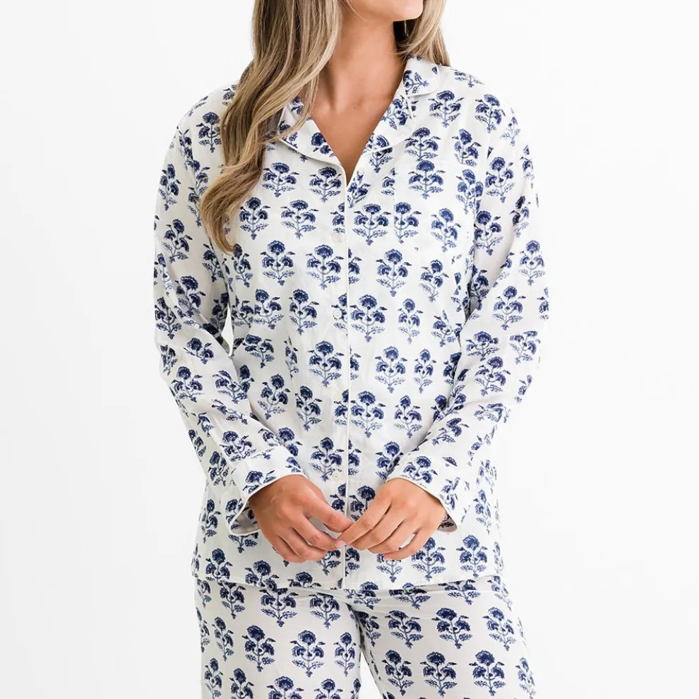 Agra Bloom Indigo Pajama Top