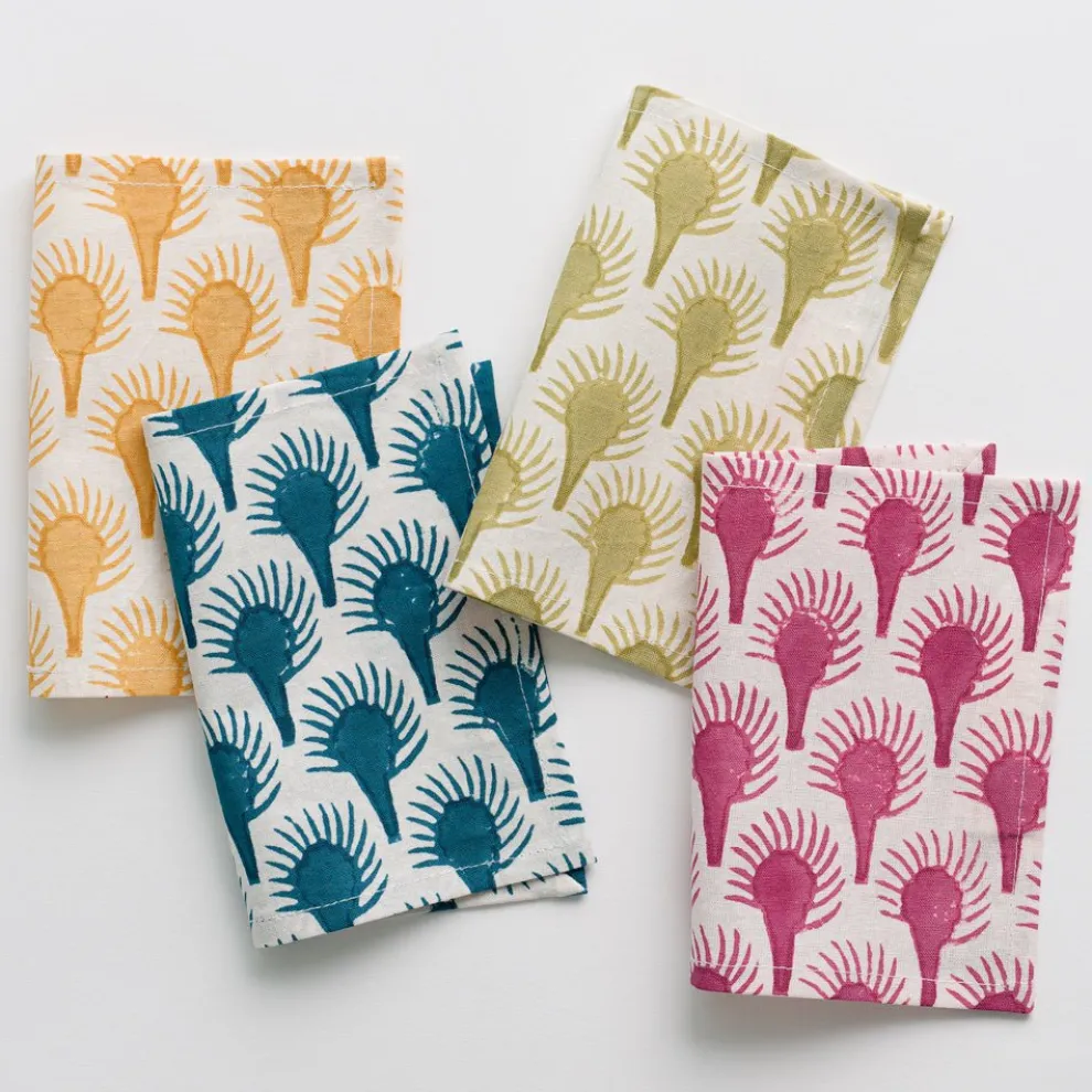 Geo Feather Mixed Cocktail Napkin | Set of 4