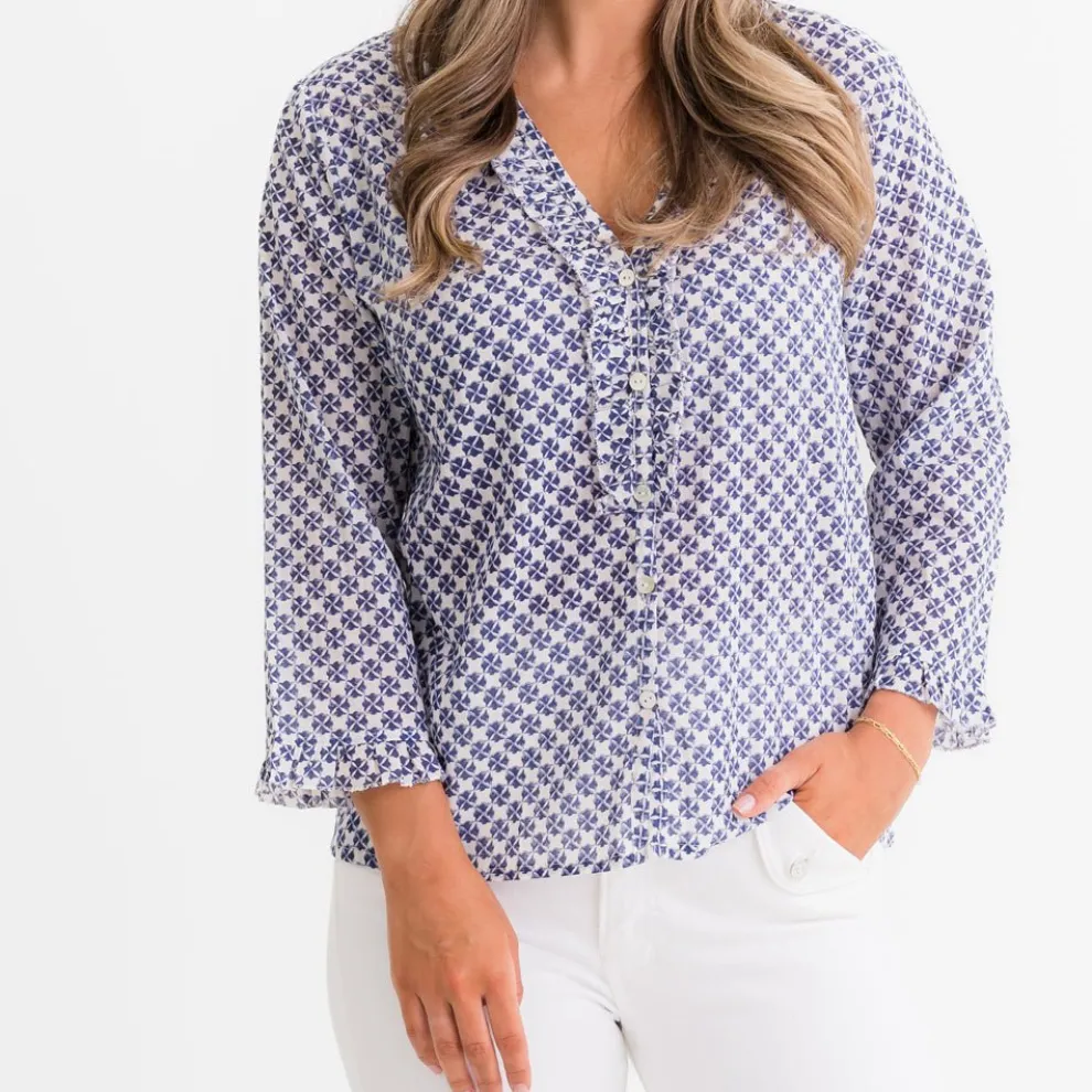 Royal Clover Flange Button Blouse