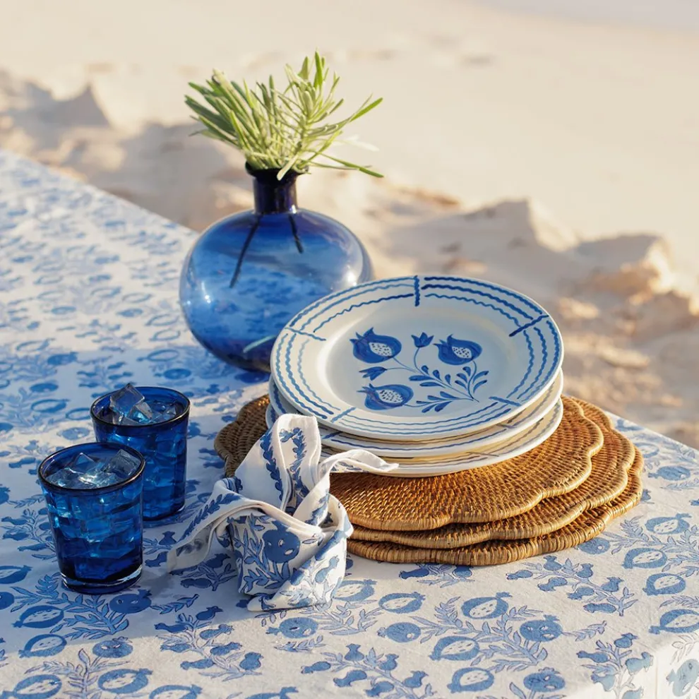 Pomegranate Trio Sketch Cobalt Blue Salad Plate | Set of 2