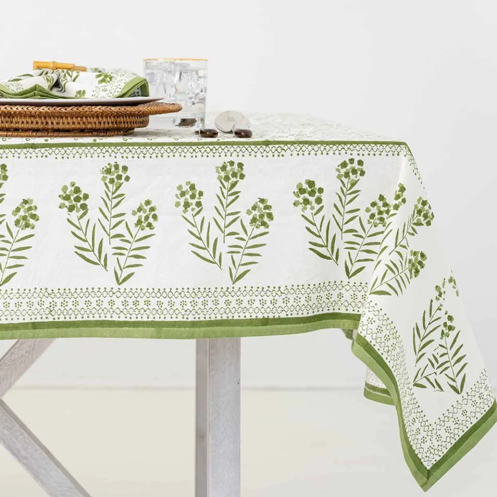 Phlox Green Tablecloth
