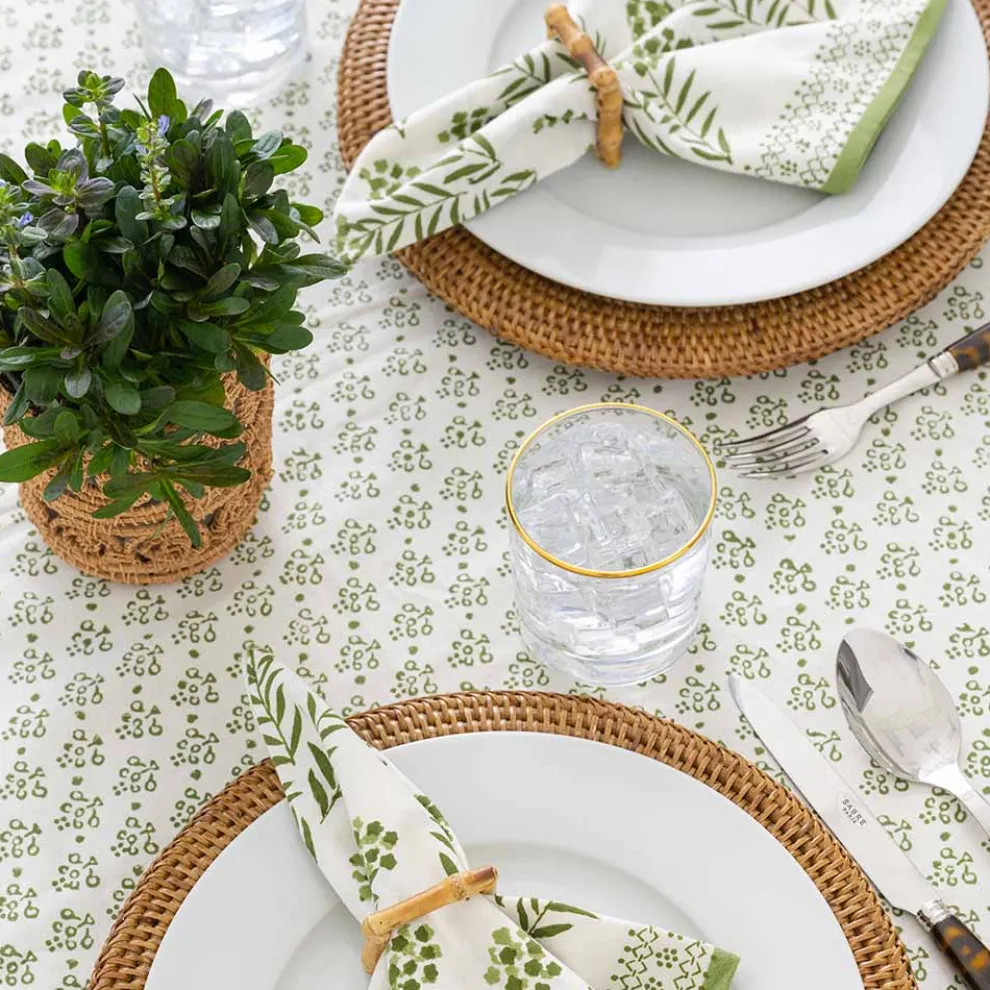 Phlox Green Tablecloth