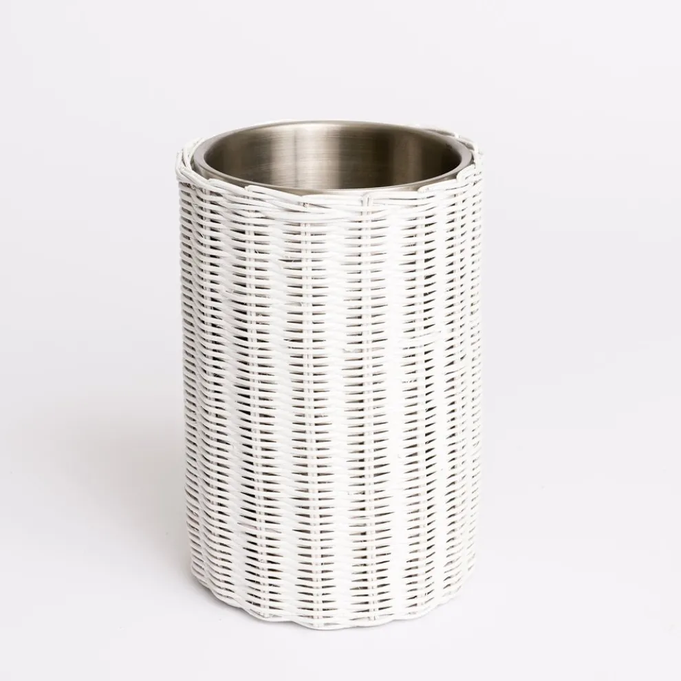 White Wicker Wine Cooler