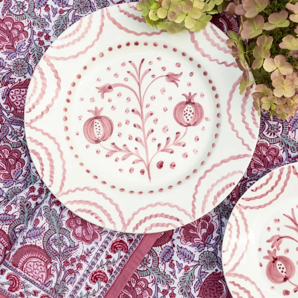 Pomegranate Duet Rose Dinner Plate | Set of 2