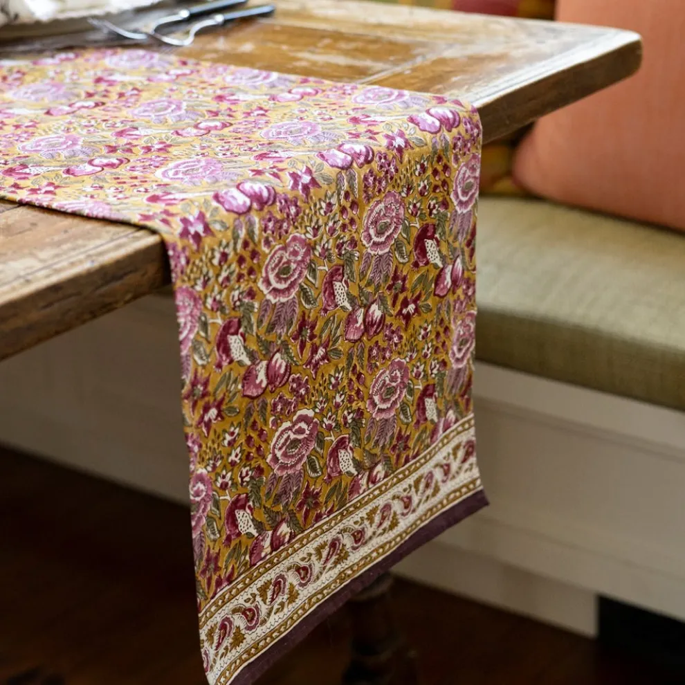 Pomegranate Garden Plum & Ochre Table Runner