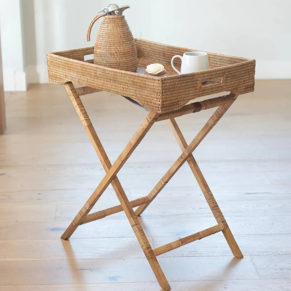 Woven Rattan Butler Tray