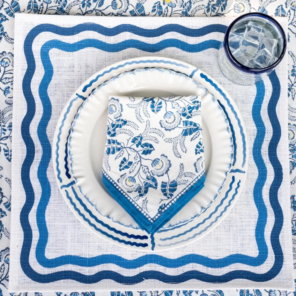 Blue Square Wave Placemat | Set of 4