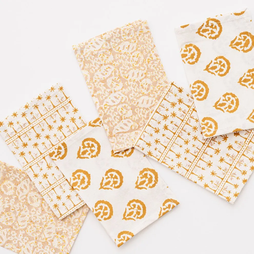 India Hicks Home Multi Golden Cocktail Napkin | Set of 6