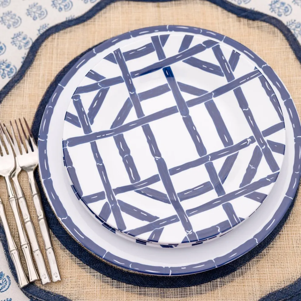 Navy Bamboo Melamine Luncheon Plates