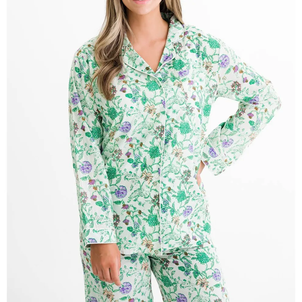 Mila Floral Emerald Pajama Top