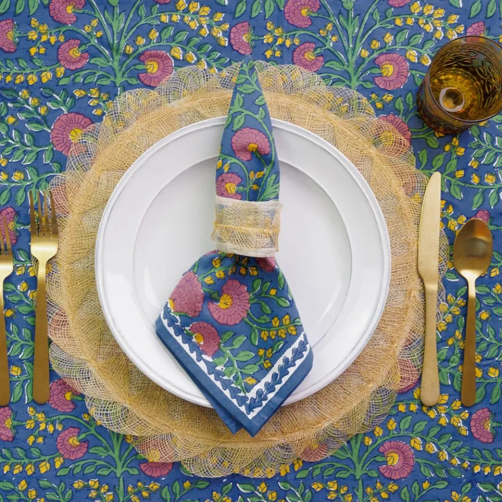 Mustard Poplar Leaf Rice Paper Placemat | Set of 4