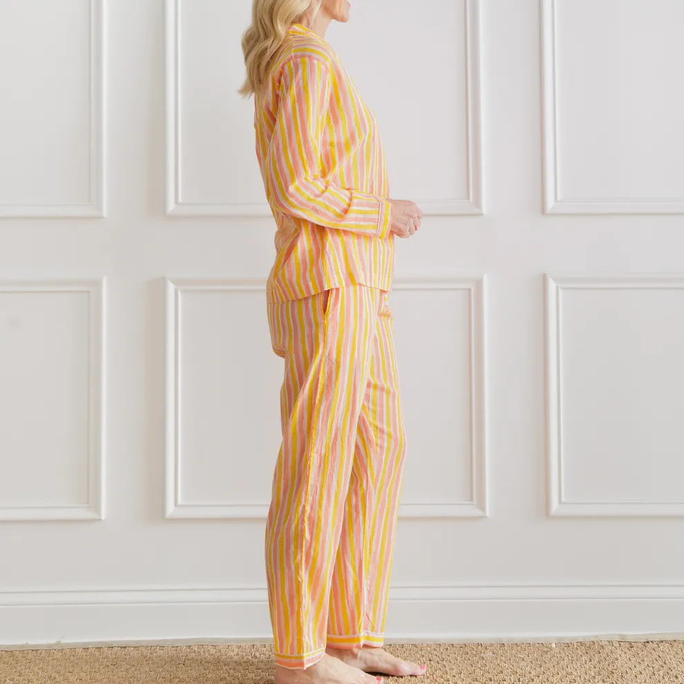 Watercolor Orange Stripe Pajama Set