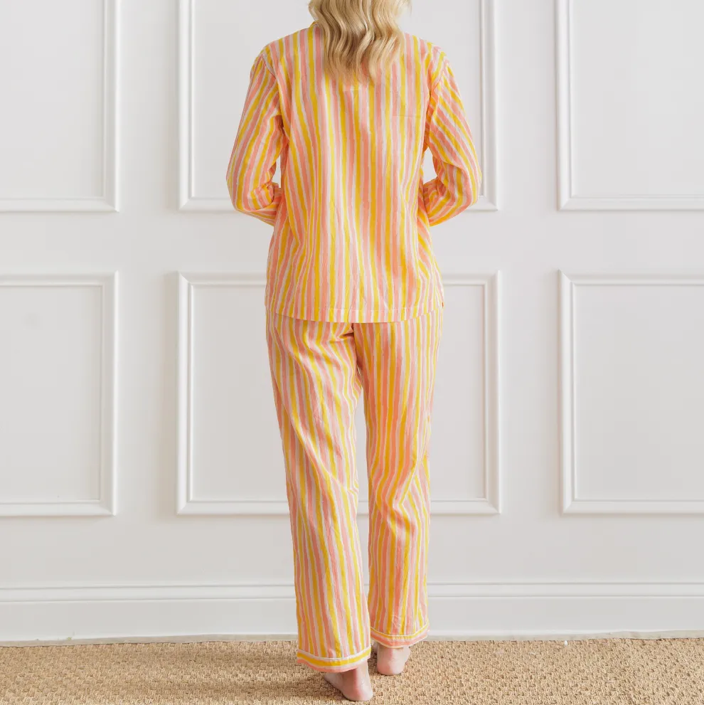 Watercolor Orange Stripe Pajama Set