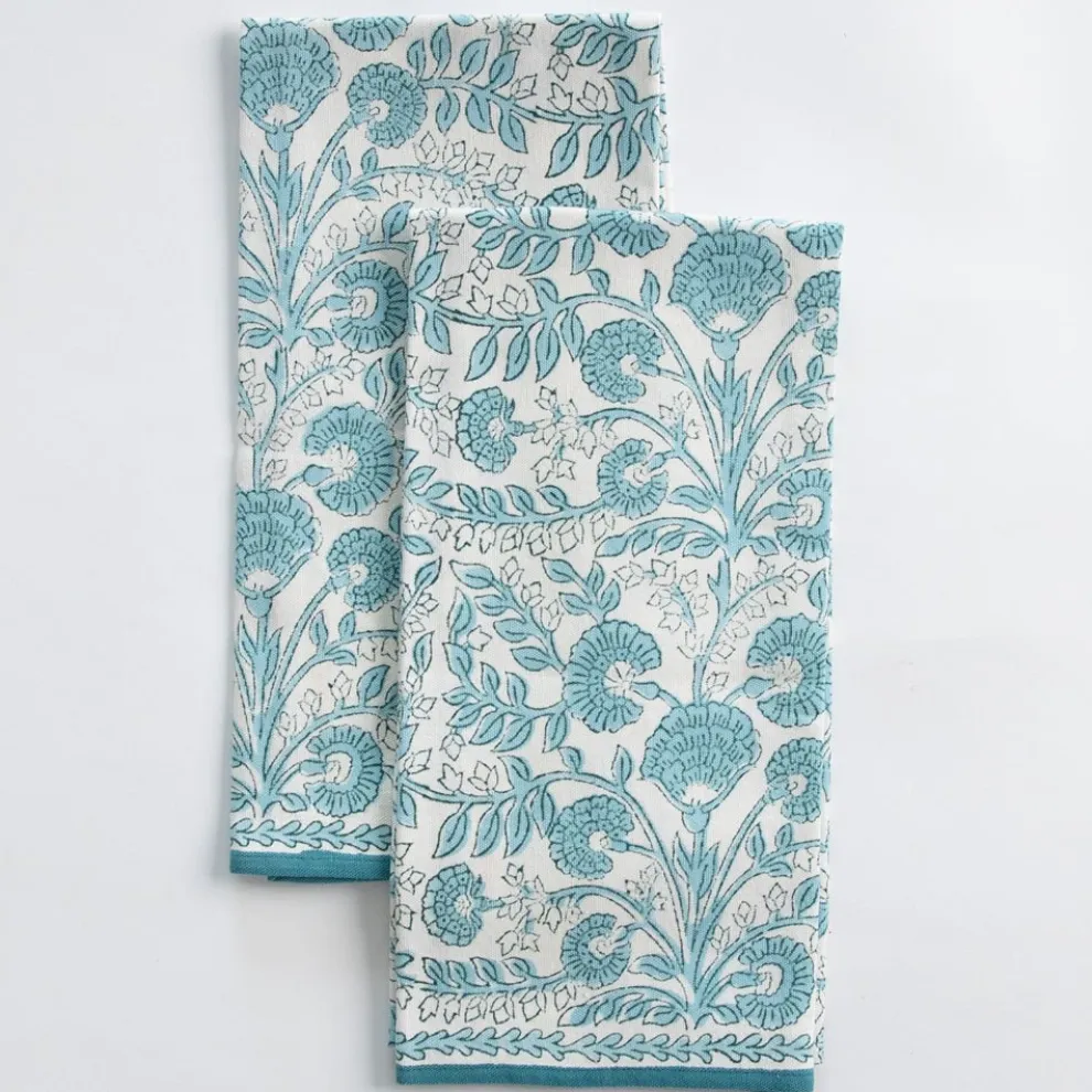 Floral Trellis Aqua Tea Towels