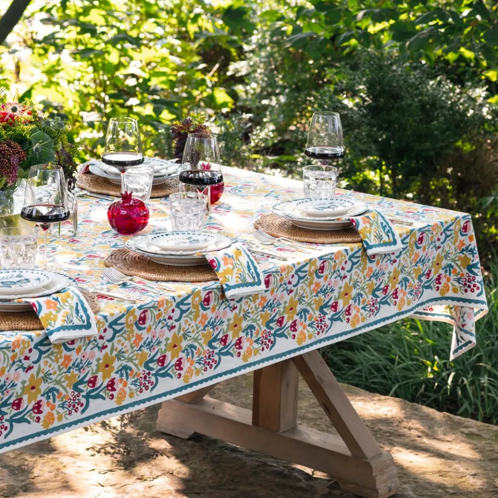 Teal Garden Tablecloth