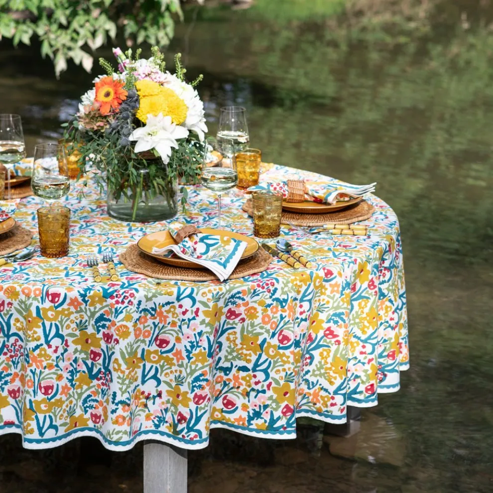 Teal Garden Tablecloth