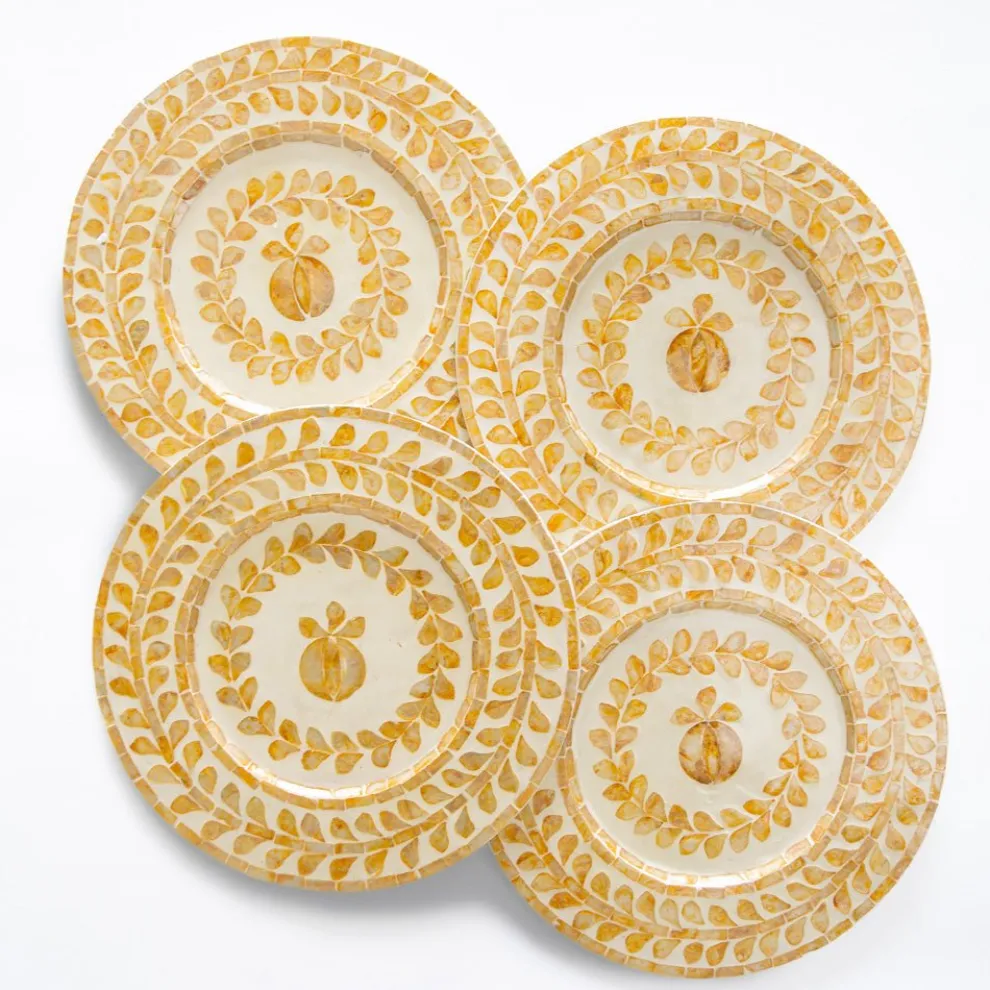 Capiz Shell Pomegranate Charger Marigold | Set of 4