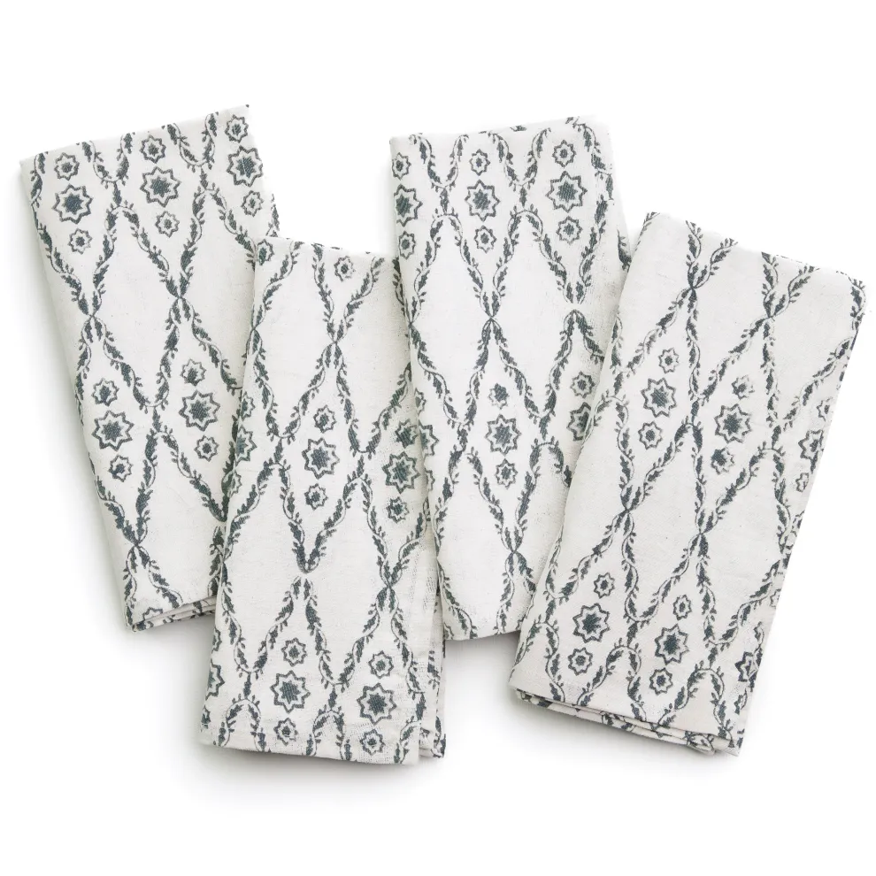India Hicks Home Diamond Blue Napkins | Set of 4