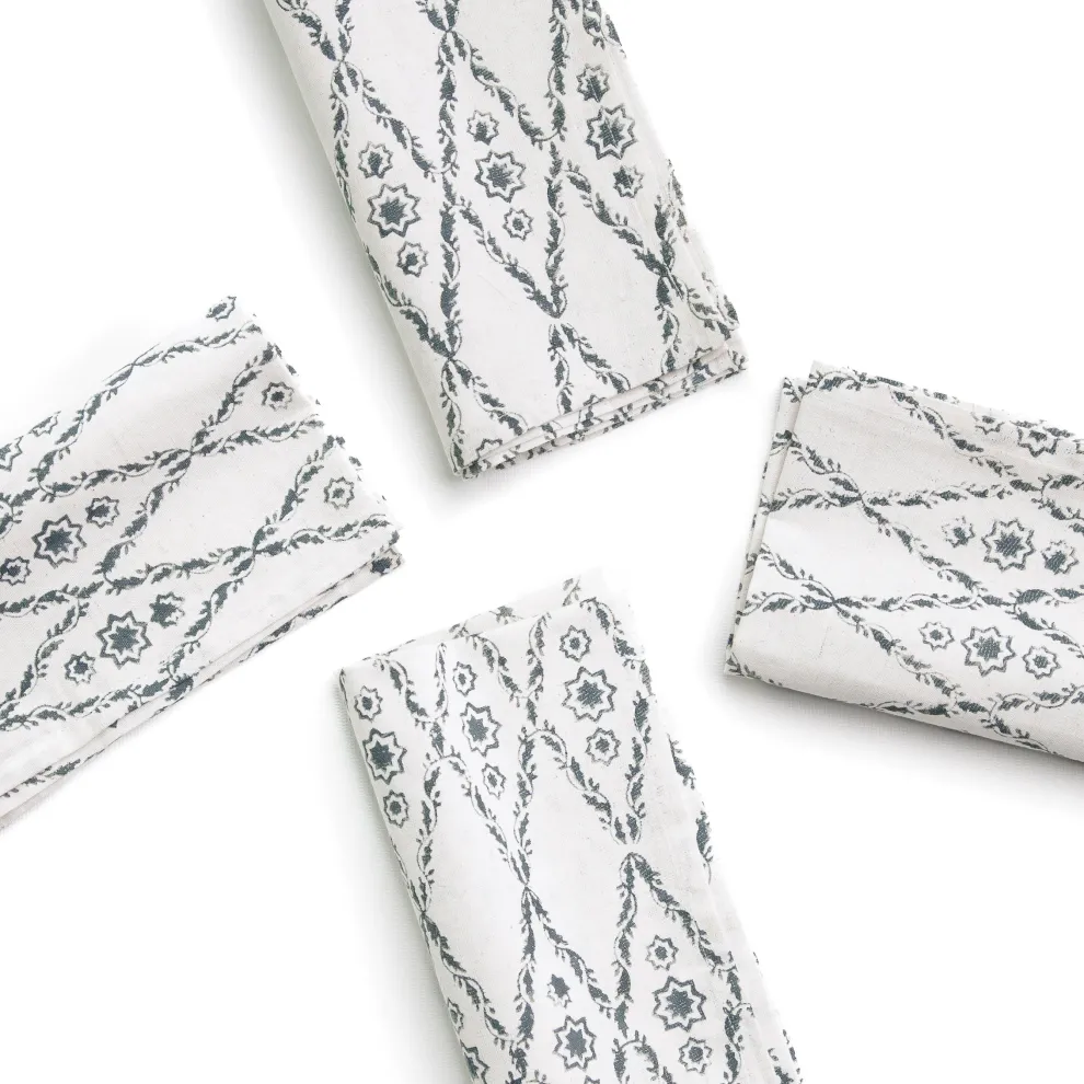 India Hicks Home Diamond Blue Napkins | Set of 4