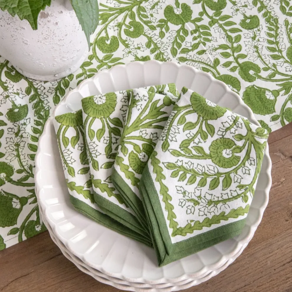 Cactus Flower Lettuce Green Napkin | Set of 4