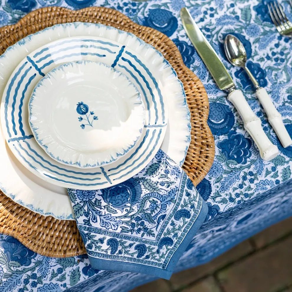 Ruffled Cobalt Blue Appetizer Plate | Set of 4