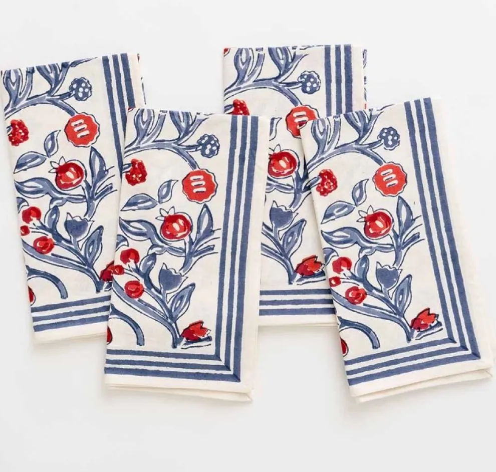 Emma Red & Blue Napkin | Set of 4