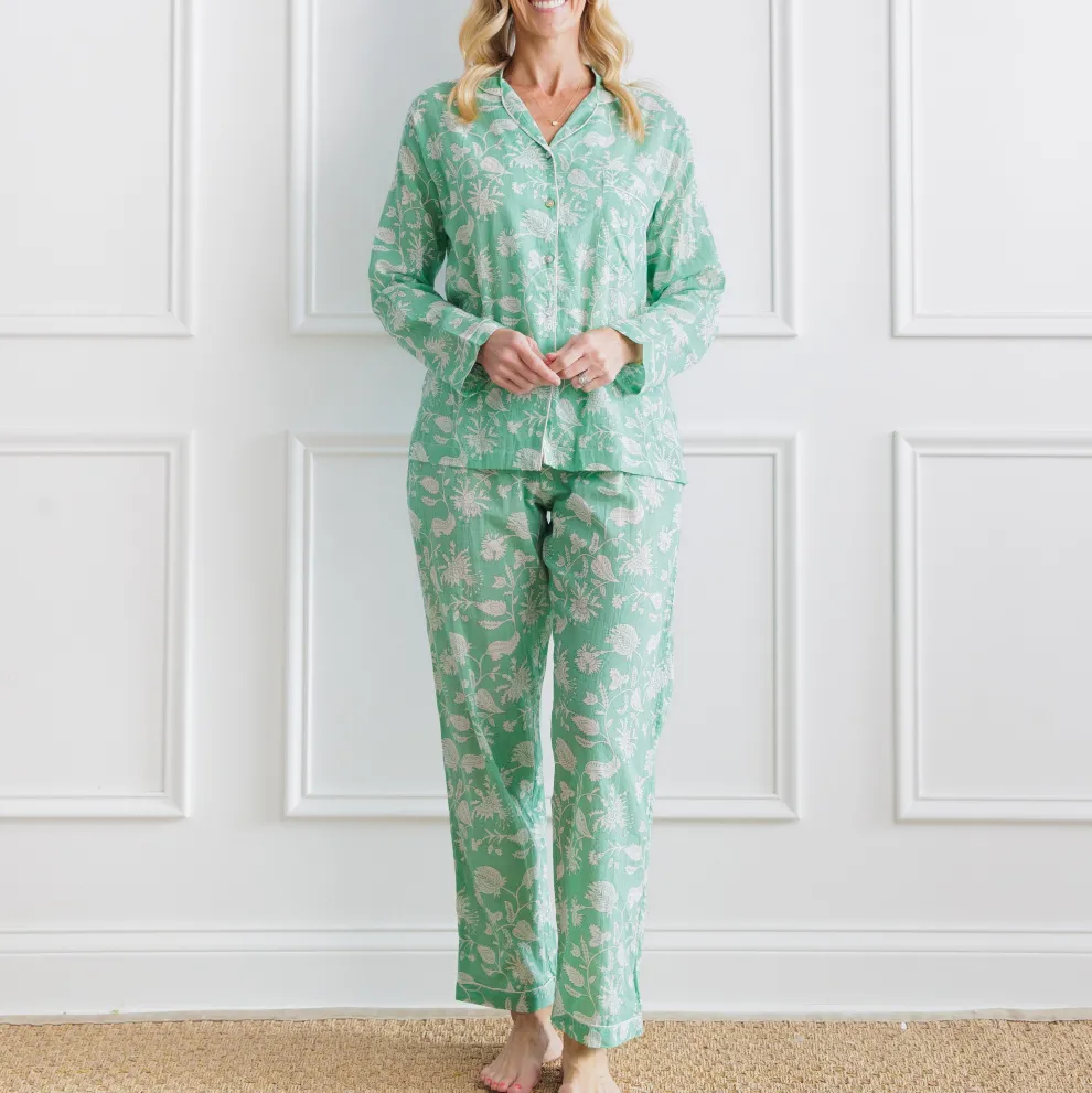 Pomegranate | Morning Meadow Green Pajama Set