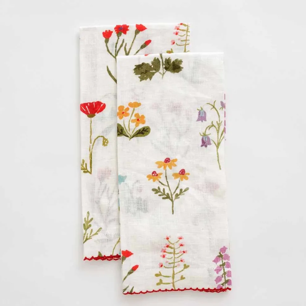 Botanical Garden Linen Fingertip Towels | Set of 2