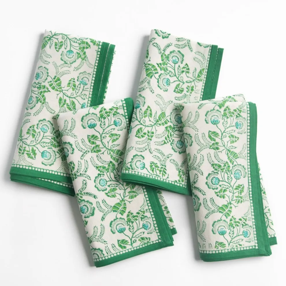 Gardenia Vine Emerald Napkin | Set of 4