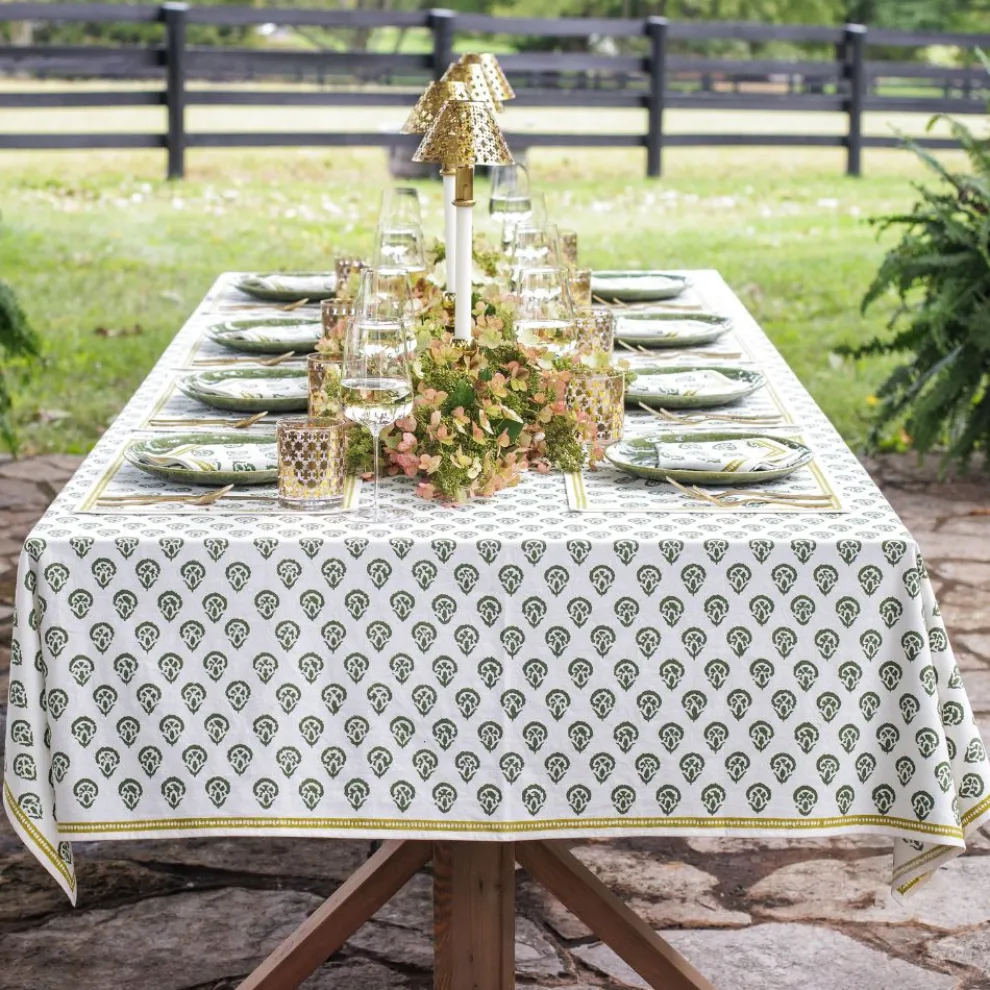 India Hicks Home Carnation Hunter Green Tablecloth