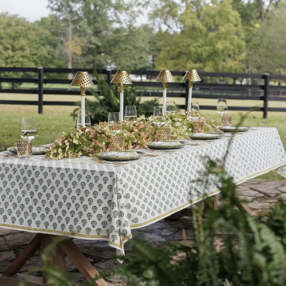 India Hicks Home Carnation Hunter Green Tablecloth