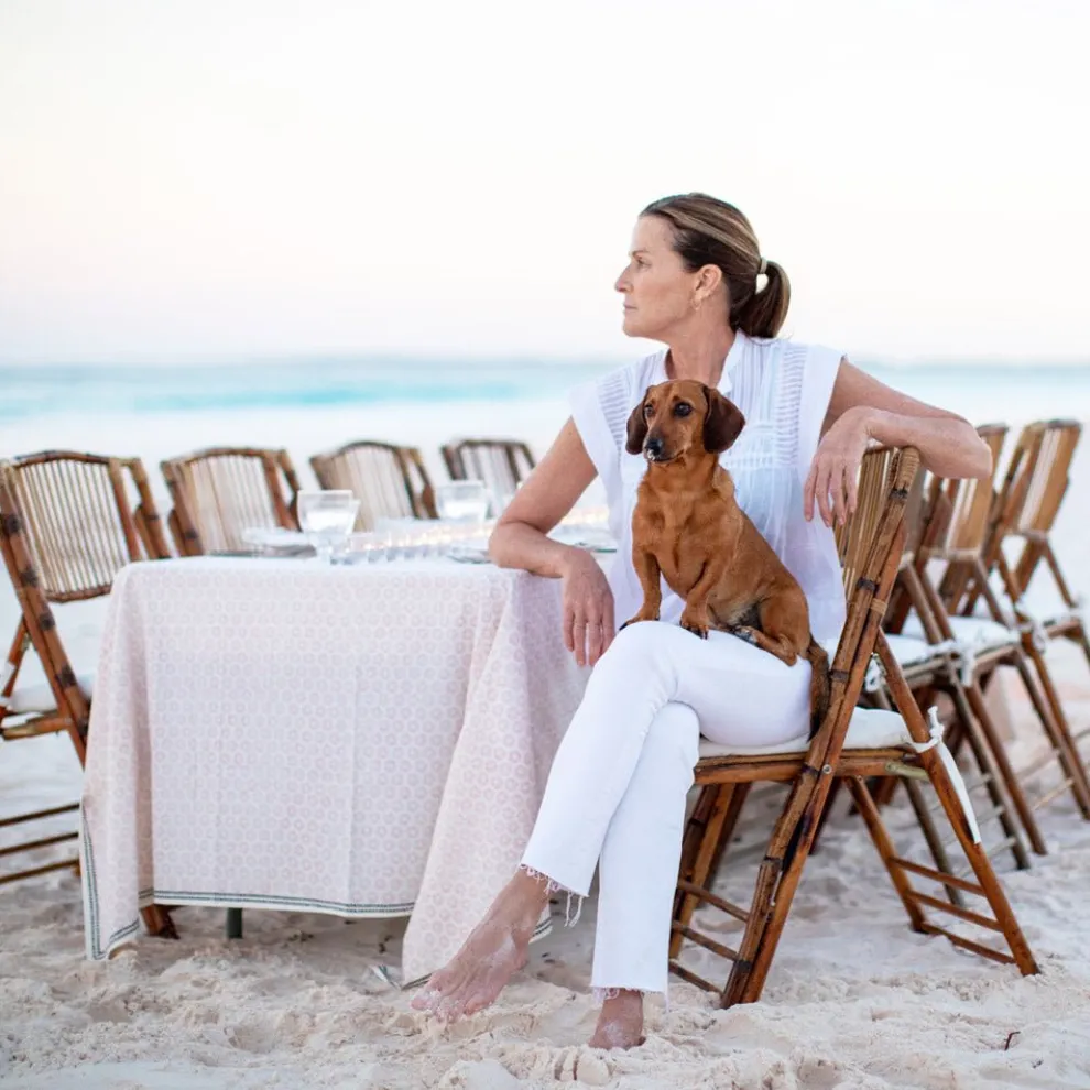 India Hicks Home Mini Sea Biscuit Blush Tablecloth