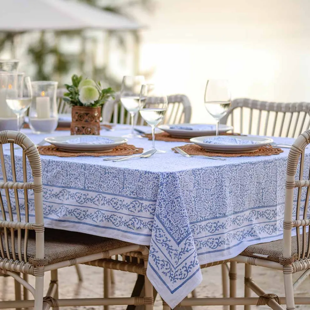 Tapestry Blue Tablecloth