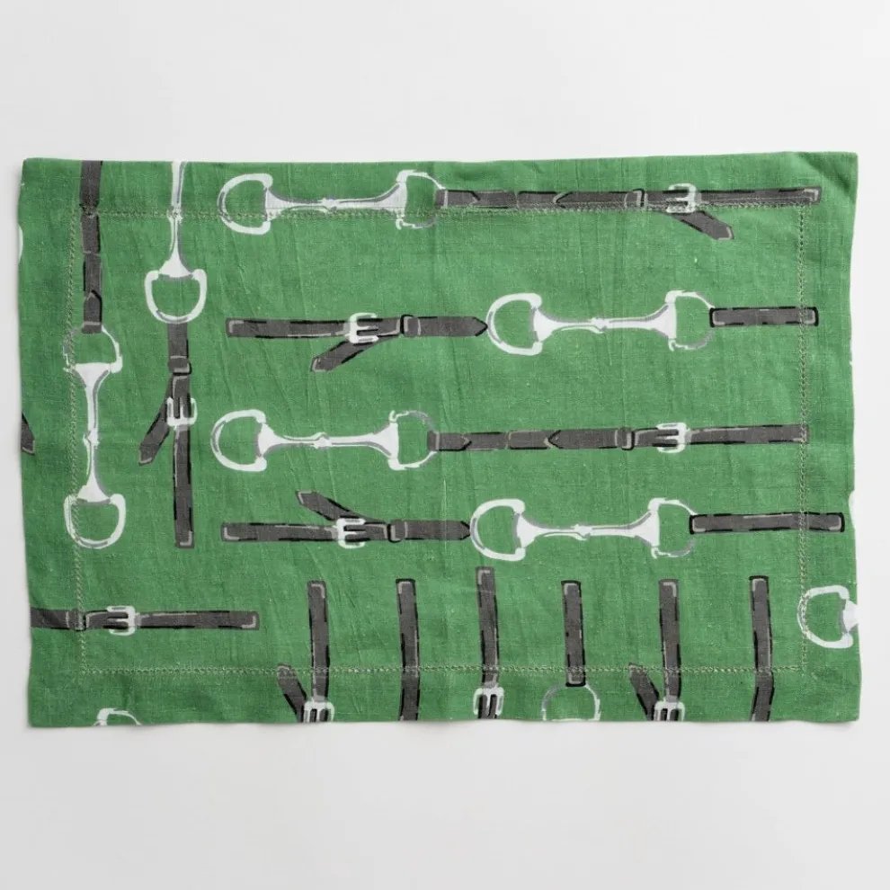 Green Linen Snaffle & Buckle Placemat | Set of 4