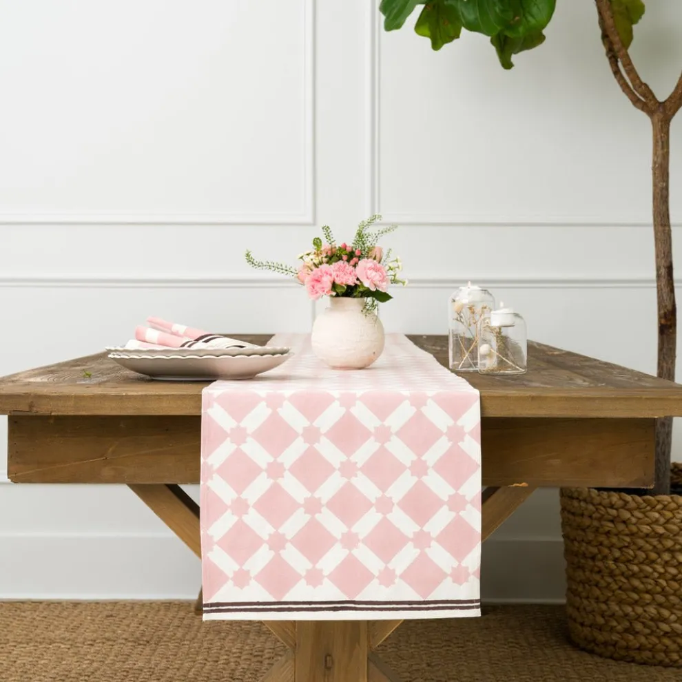 India Hicks Home Latticework Blush Table Runner