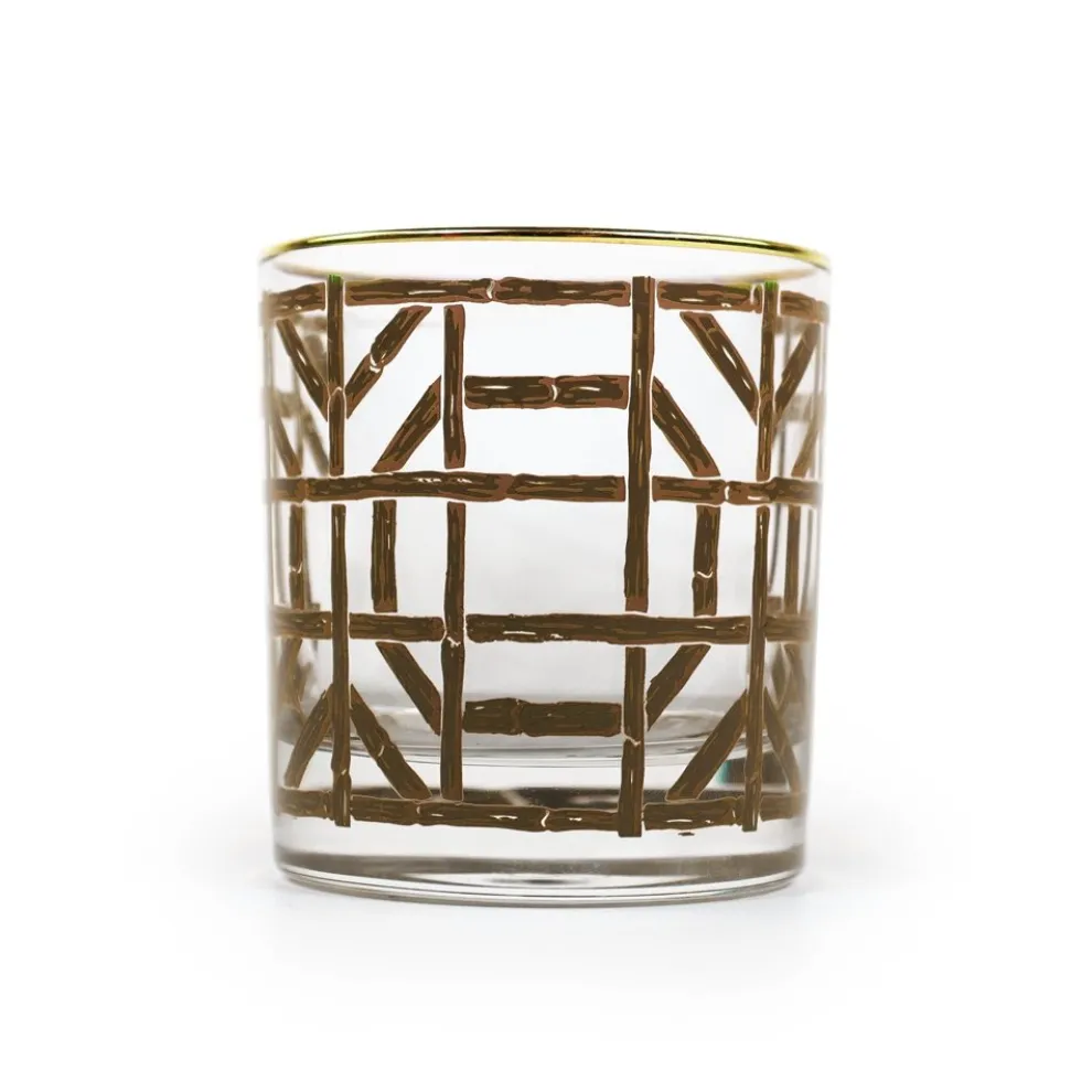 Brown Bamboo Bourbon Glass | Set 4