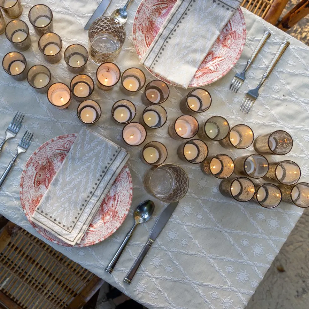 India Hicks Home Embroidered Diamond White Tablecloth