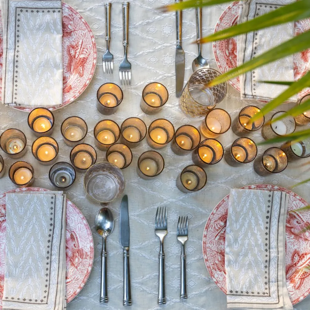 India Hicks Home Embroidered Diamond White Tablecloth