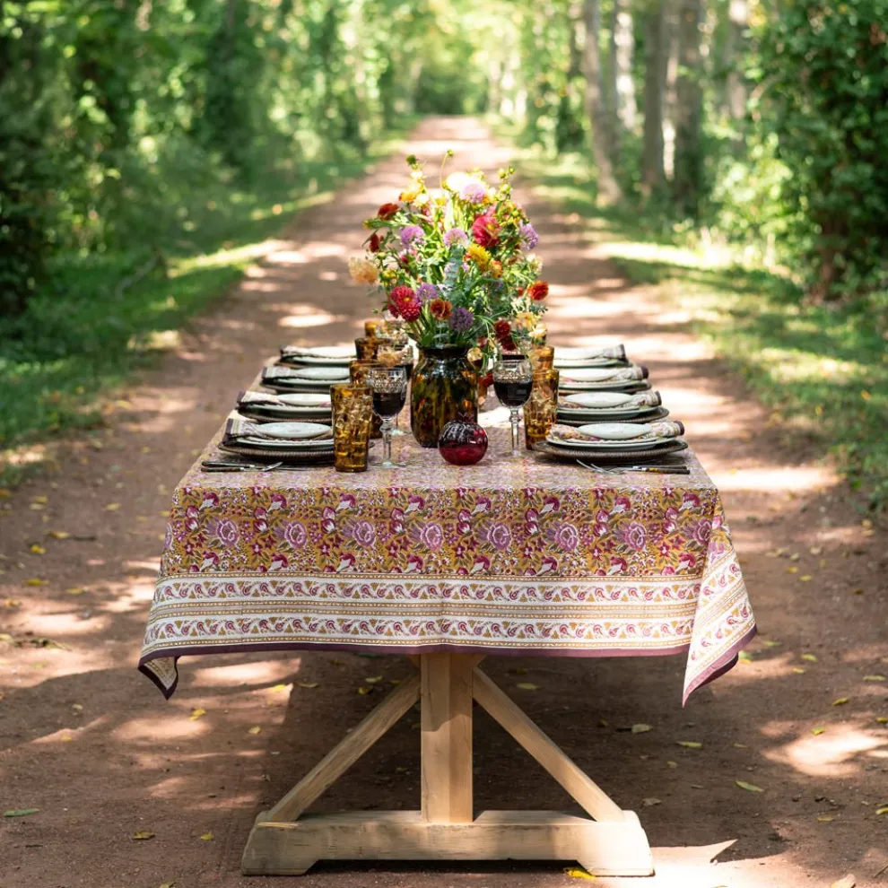 Pomegranate Garden Plum & Ochre Tablecloth