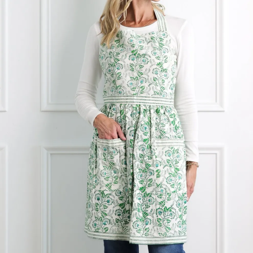 Gardenia Vine Emerald Apron