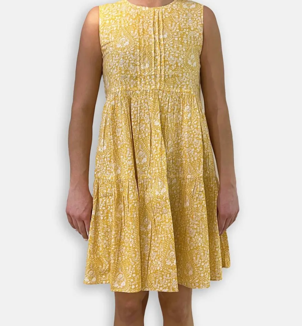 Yellow Paisley Layered Dress