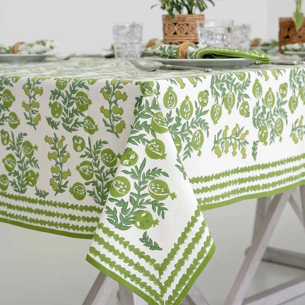 Pom Bells Green Tablecloth