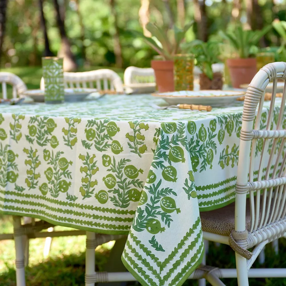Pom Bells Green Tablecloth