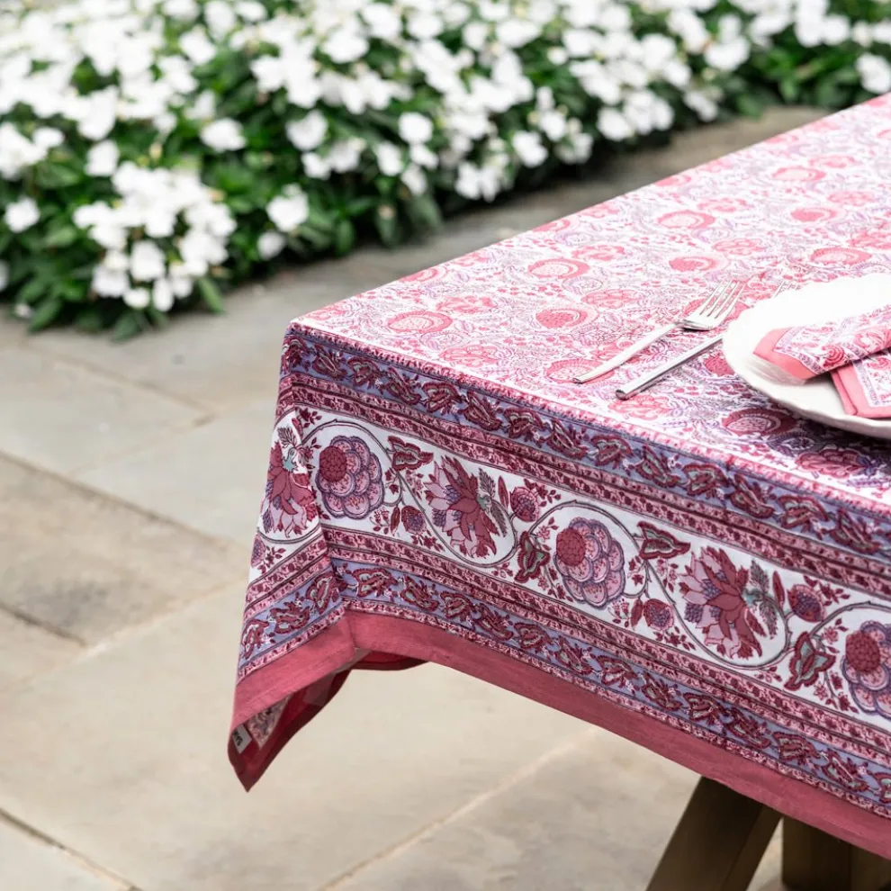 Bohemian Floral Dusty Rose Tablecloth