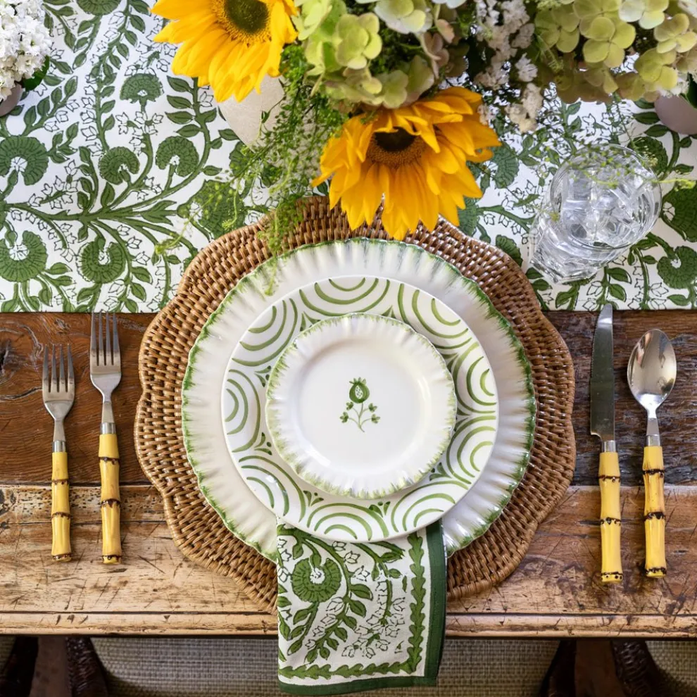 Ruffled Green Appetizer Plate | Set of 4