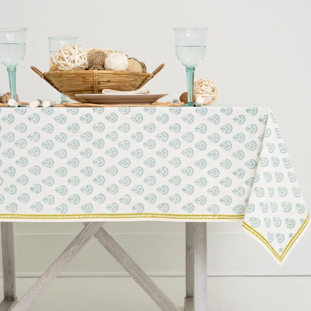 India Hicks Home Carnation Seafoam Tablecloth