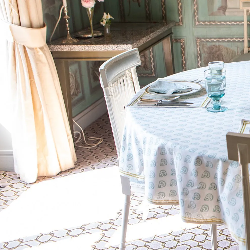 India Hicks Home Carnation Seafoam Tablecloth